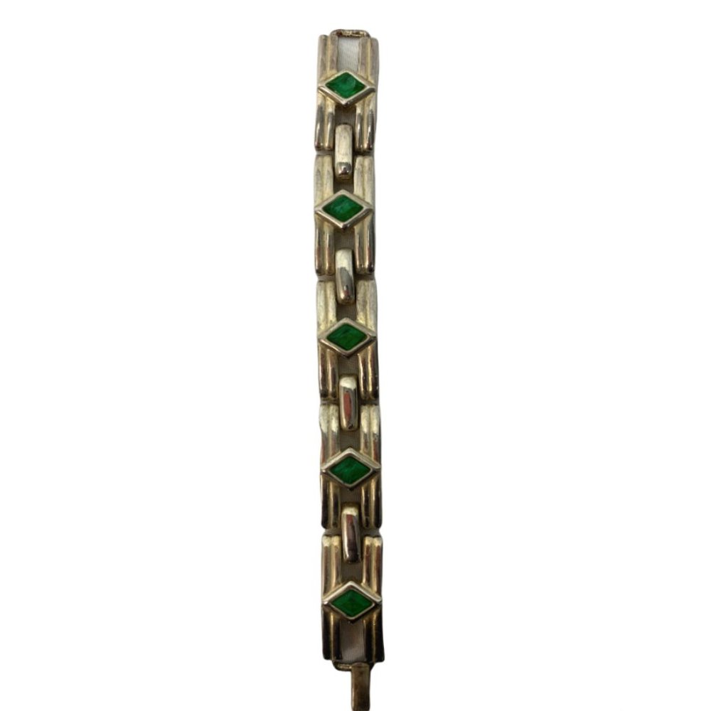 Guy Laroche Silver Green Cabochon Bracelet